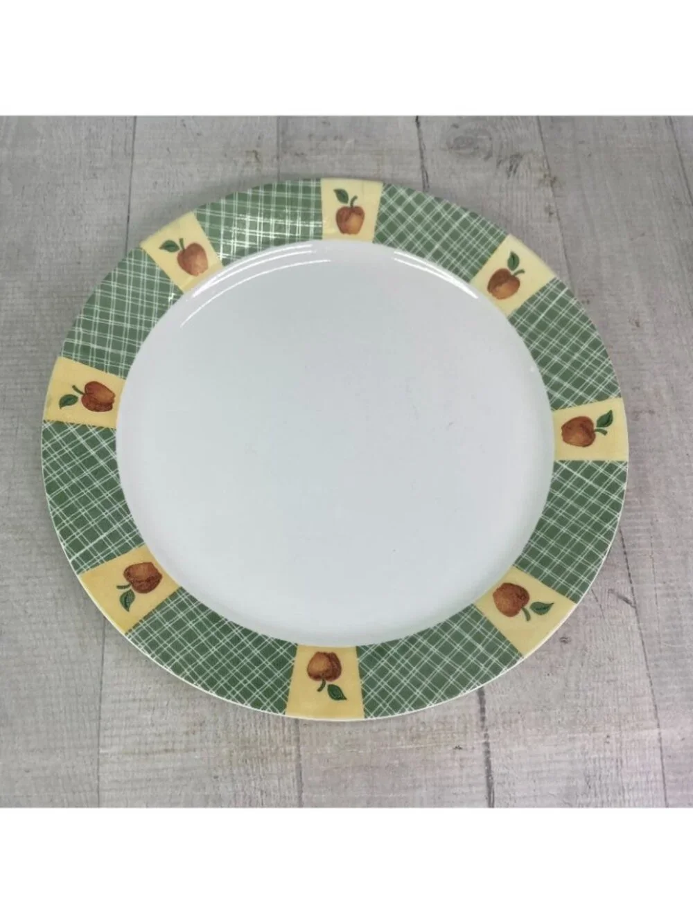 Corelle APPLE HARVEST Break Chip Resistant Green Woven Band Dinner Plates Set 4
